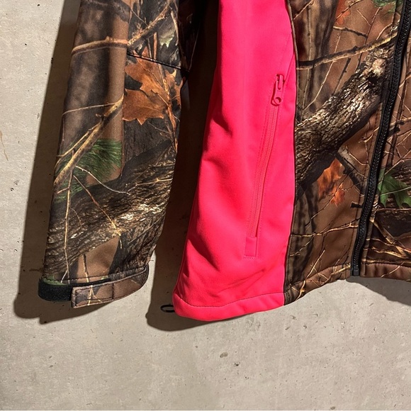 Womens Pink Camo Trail Crest Softshell Fleece Zip Up Jacket Size Medium - Picture 3 of 7